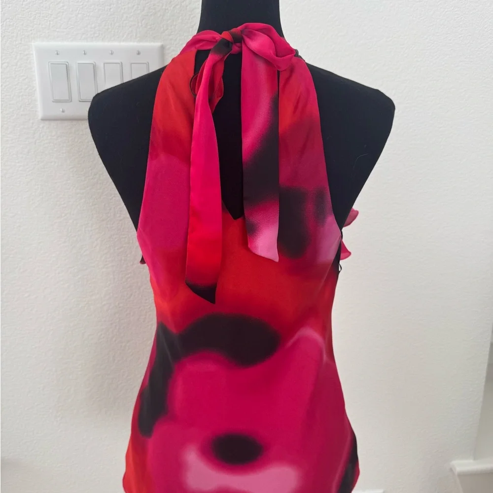 Express Red Ruffled Halter Top - Picture 3 of 7